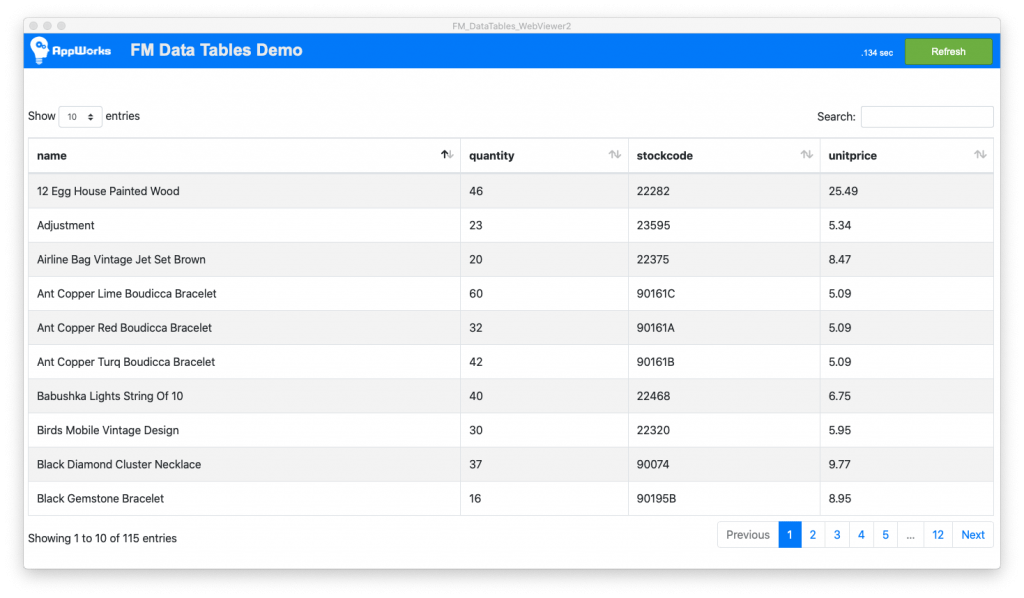 display ExecuteSQL results in a web viewer